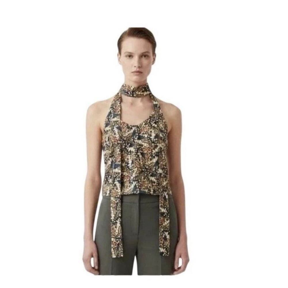 Wildfang The Empower Satin Cami Small Butterfly Print Tank Top Belted Size M NWT